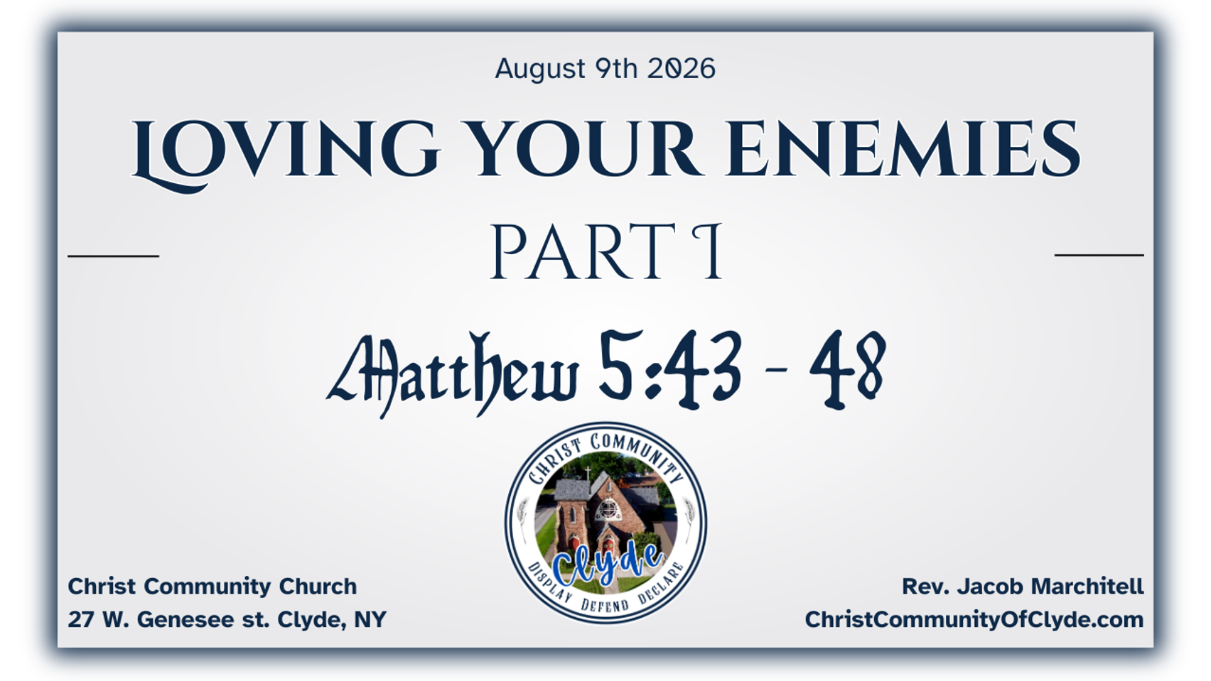 Loving Your Enemies - part I